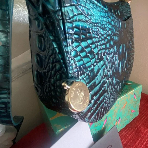 BRAHMIN… NWT SHAYNA CROSSBODY HANDBAG IRIDESCENT TEAL - Picture 14 of 16